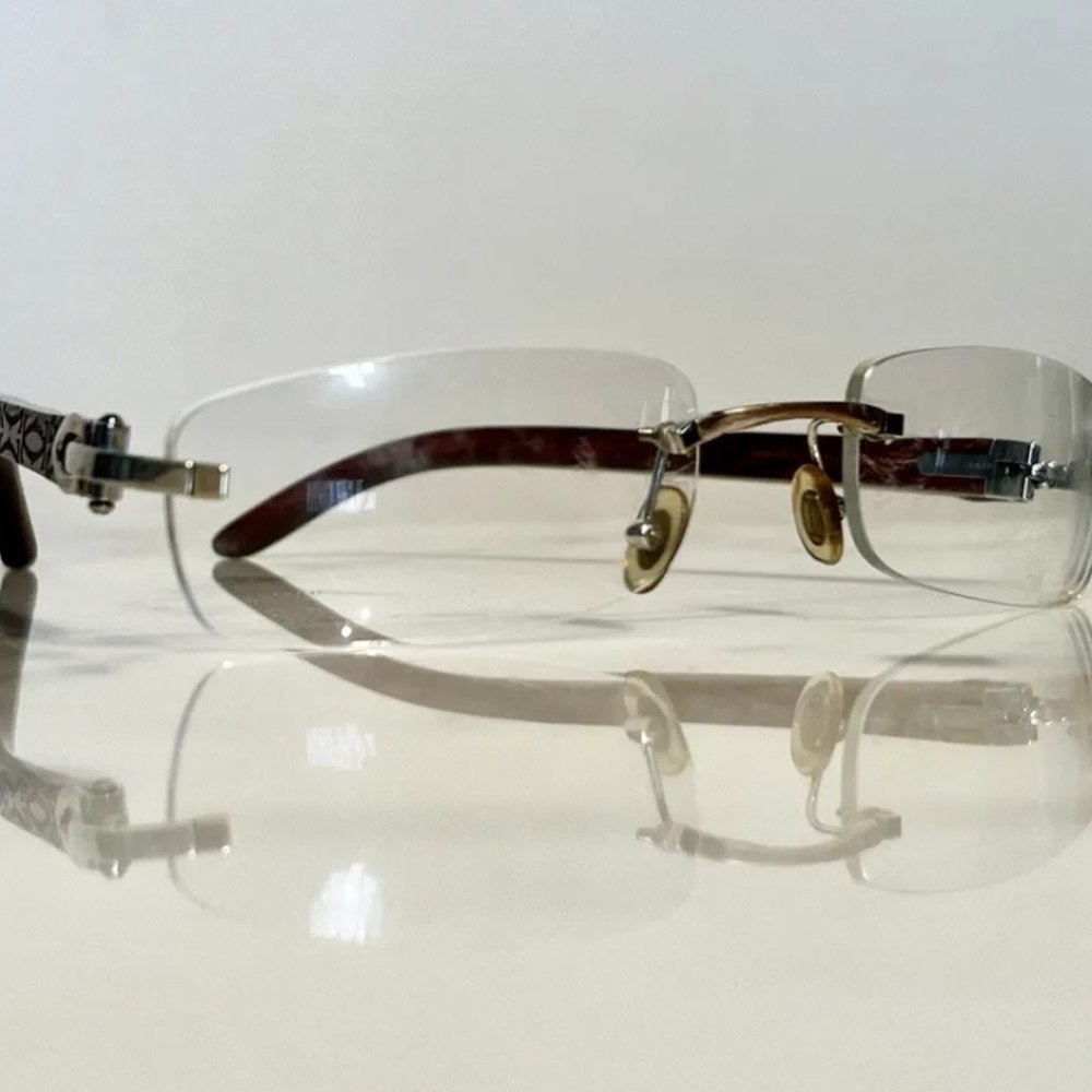 Cartier Logos Wood Platinum Vintage Frames Sunglasses… Gem